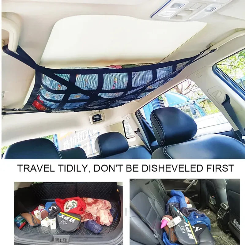 Car Ceiling Storage Net Pocket Auto Stowing Tidying