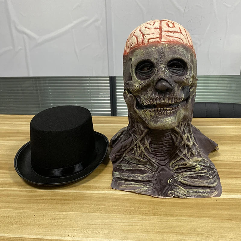 2026 Halloween Latex Skeleton Head Mask Horror Brain Helmet Mask