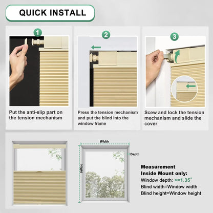 High Quality Color-Matched No Drill Honeycomb Blinds For Windows