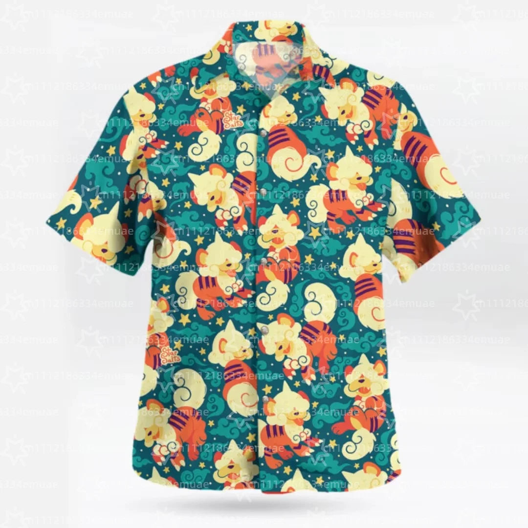 SUMMER New Snorlax Hawaiian Shirt Tropical Anime Aloha Shirt