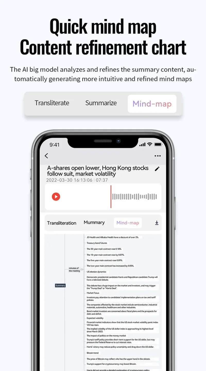 8-128GB Magnetic AI Voice Recorder ChatGPT Intelligent Translation