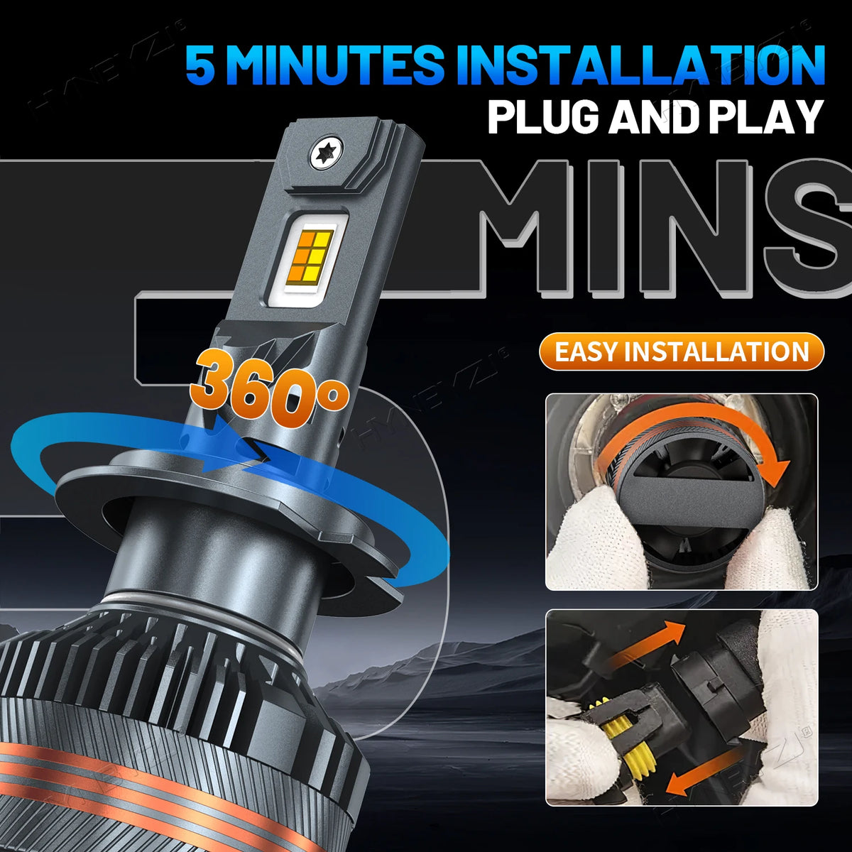 H4 LED Headlights Three Color Remote Control 4 Modes Car Lights