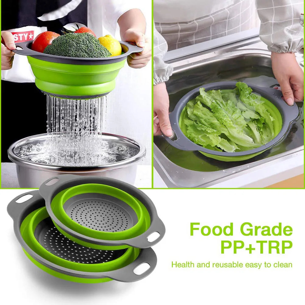 Silicone Folding Drain Basket Fruit Vegetable Washing Basket