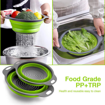 Silicone Folding Drain Basket Fruit Vegetable Washing Basket