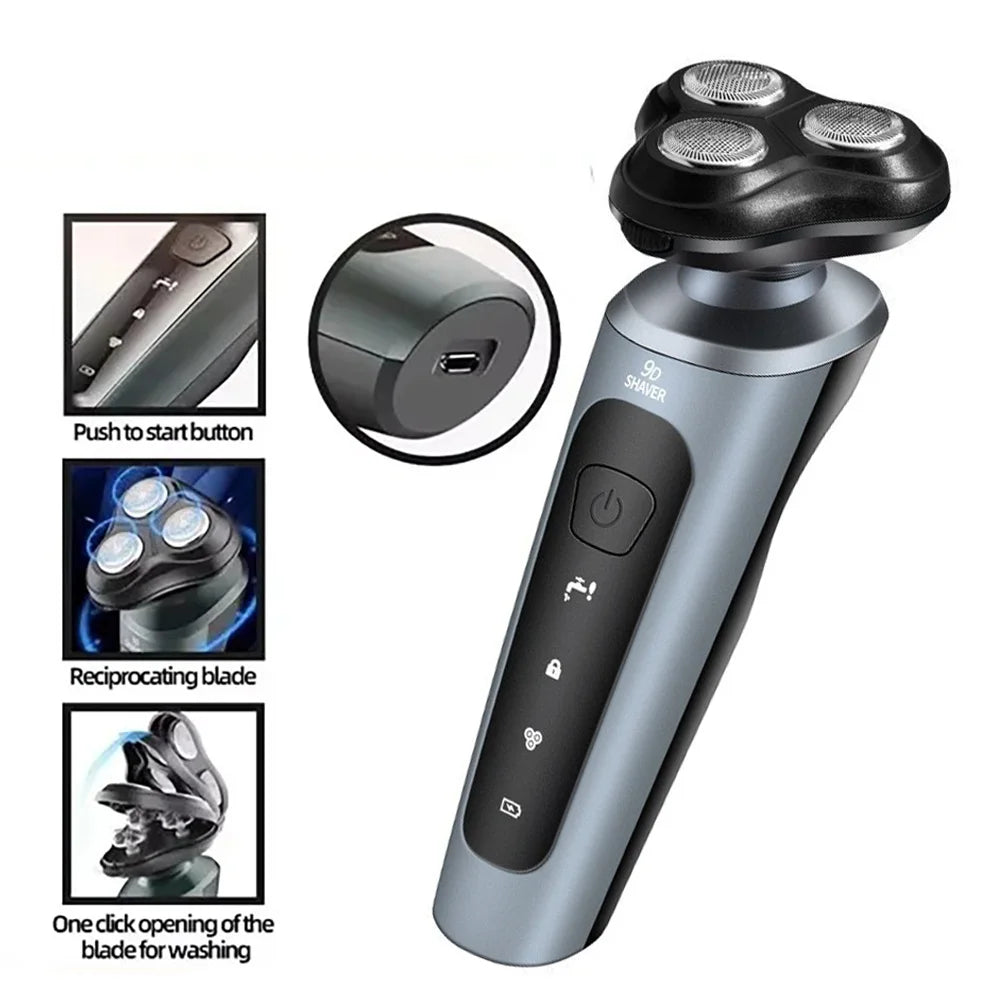 New 9D Man Electric Razor Face Shaver USB Full-body Trimmer