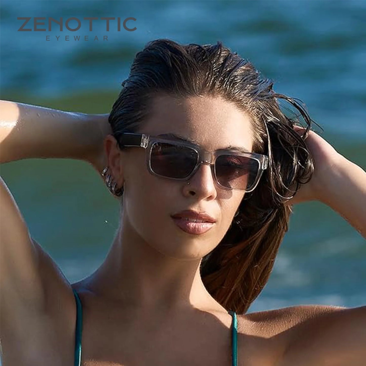 Retro Rectangle Sunglasses for Men Women Polarized