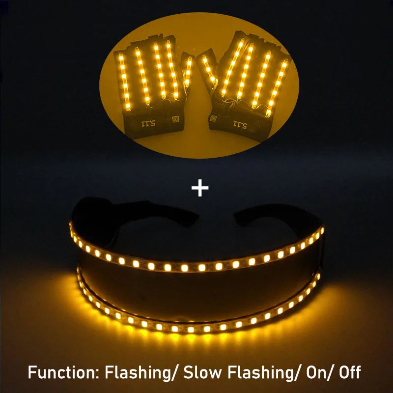 1set Luminous Glowing Glasses and Gloves Remote Control