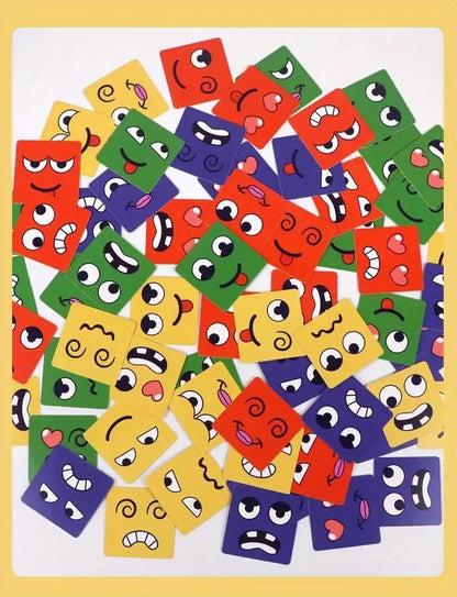 Kids Face Change Cube Game Montessori Expression Puzzle