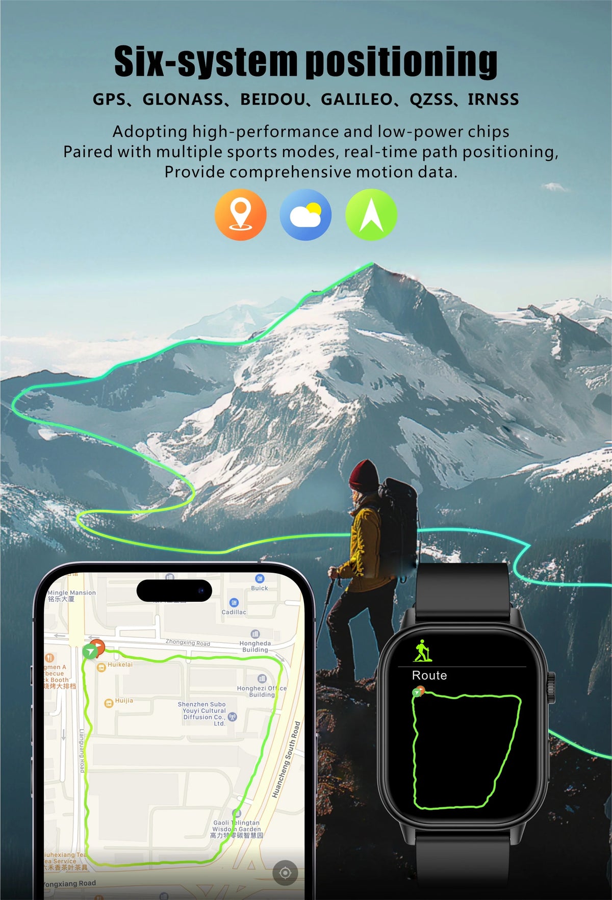New For Android iOS Outdoor GPS Smart Watch Men 2.01" HD AMOLED