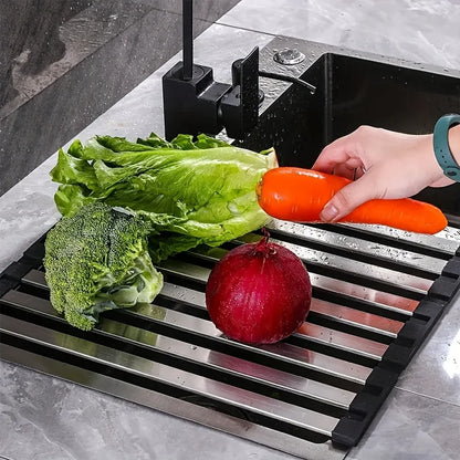 Stainless Steel Roll Up Dish Drying Rack Space Saving