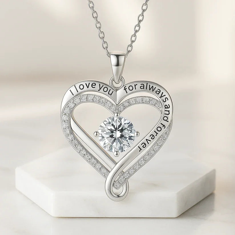 To My Wife From Husband 925 Silver Eternal Heart Necklace
