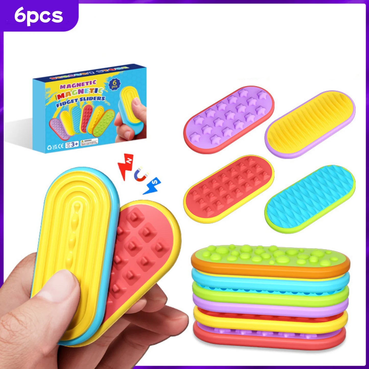 6-Pack Magnetic Fidget Sliders for Adults Sensory Toys
