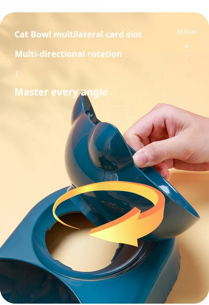 Pet Bowls With Water Feeder 3 In 1 Ear Design Tilted Food Bowl Set
