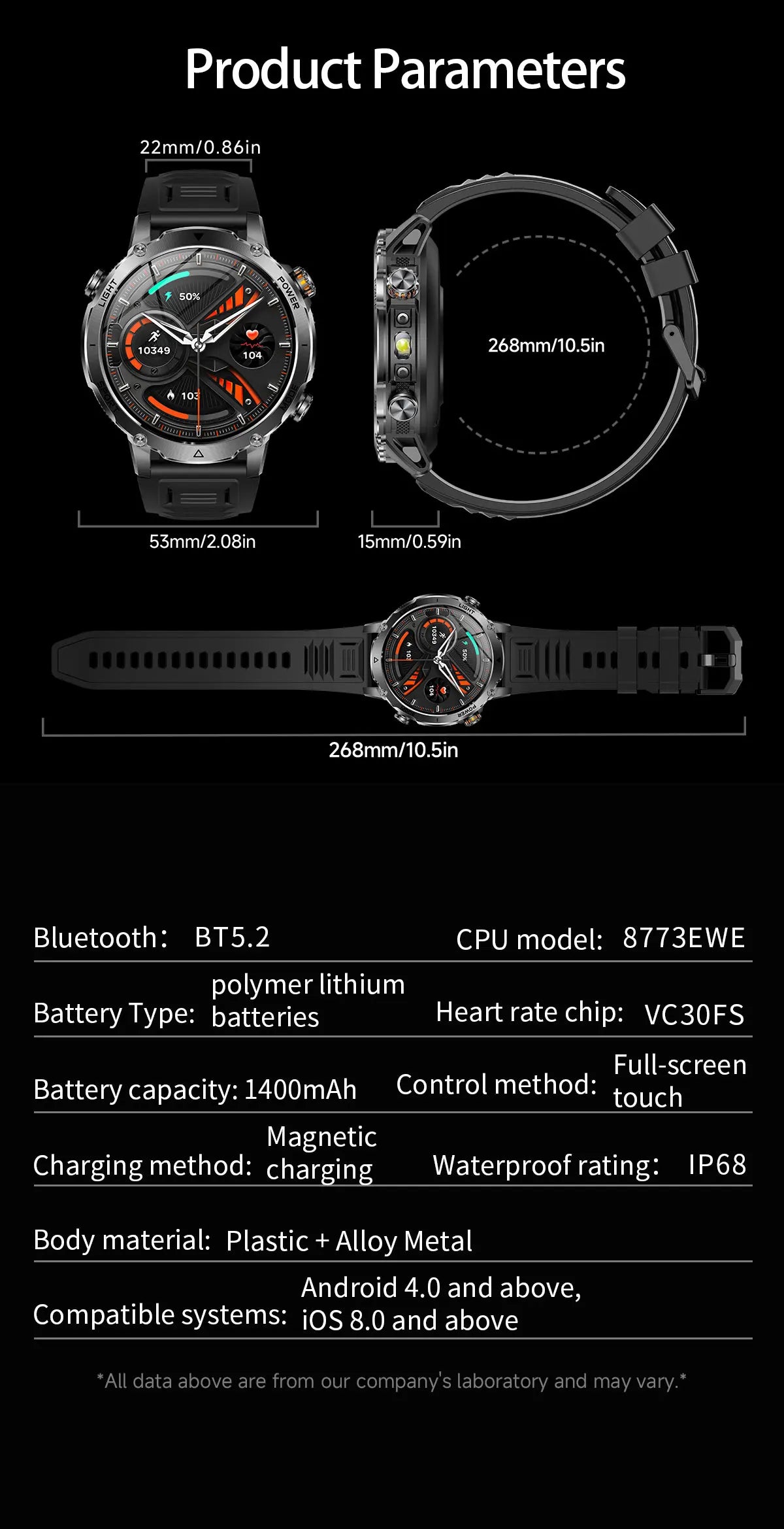 New TANK Ultra 1400mAh Battery Military Smart Watch