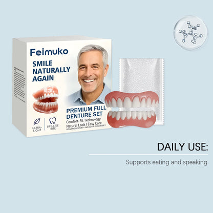 Dentures Full Set Natural Upper Lower Braces Silicone Denture Set
