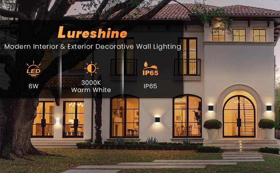 LED Wall Sconces 6W Modern Indoor Outdoor IP65 Wall Lamp