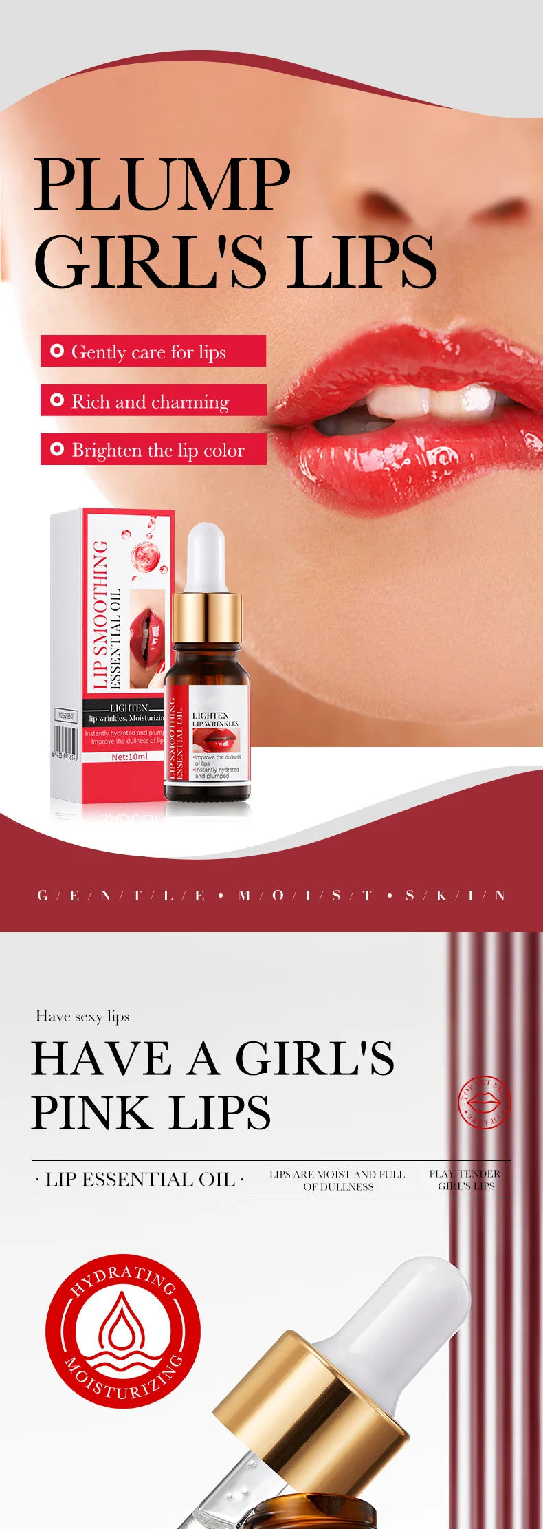 Lip Booster Plumping Serum Oil Hyaluronic Acid Moisturising