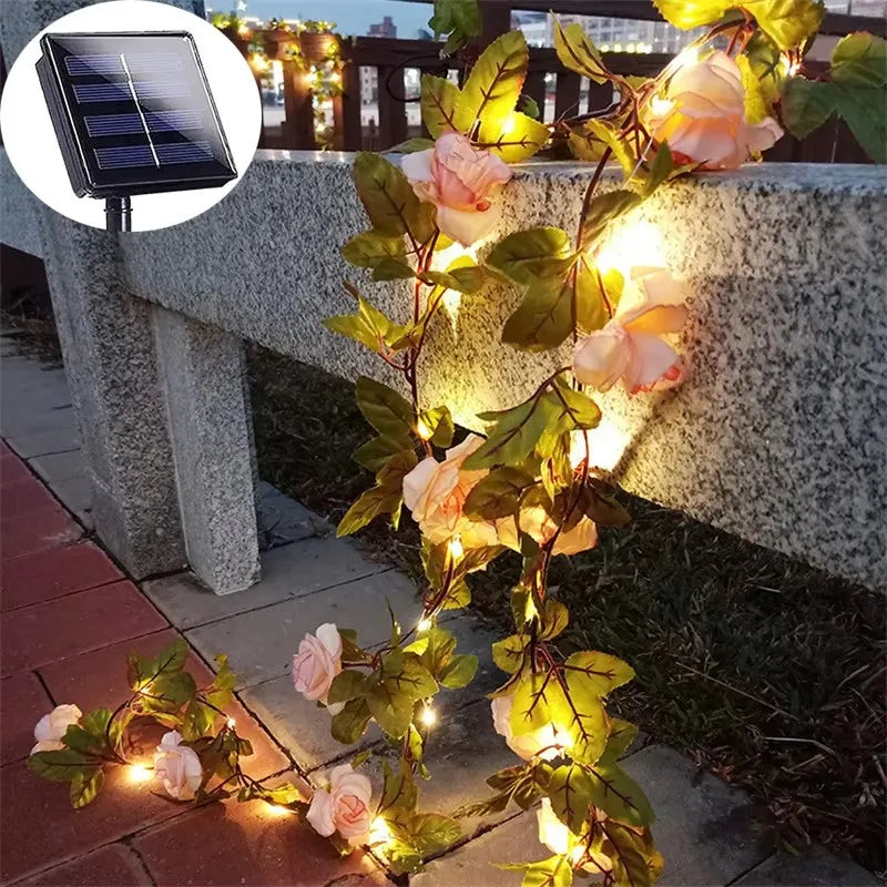 Solar Powered Sunflower Rose String Lights Artificial