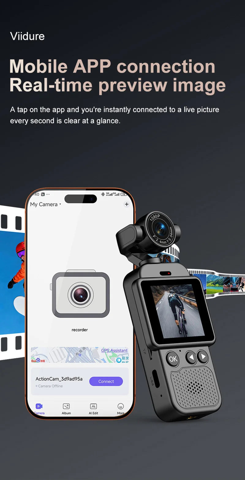 Lenovo 360° Handheld Chest Mount Action Cam 1080P HD