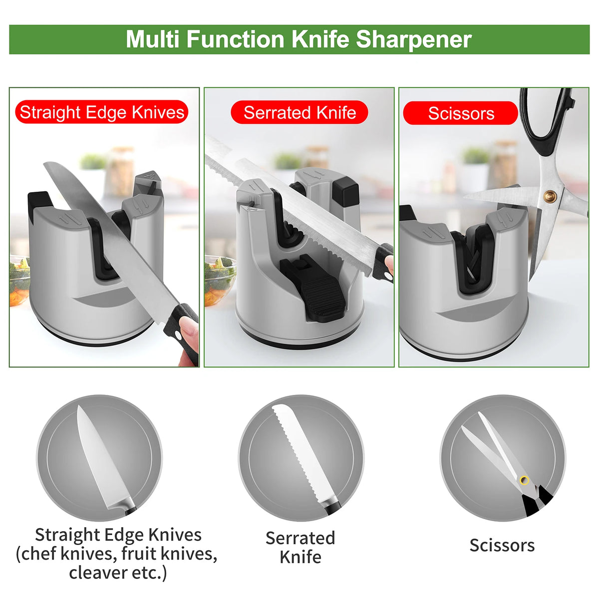 Knife Sharpeners Kitchen Multi-function Suction Cup