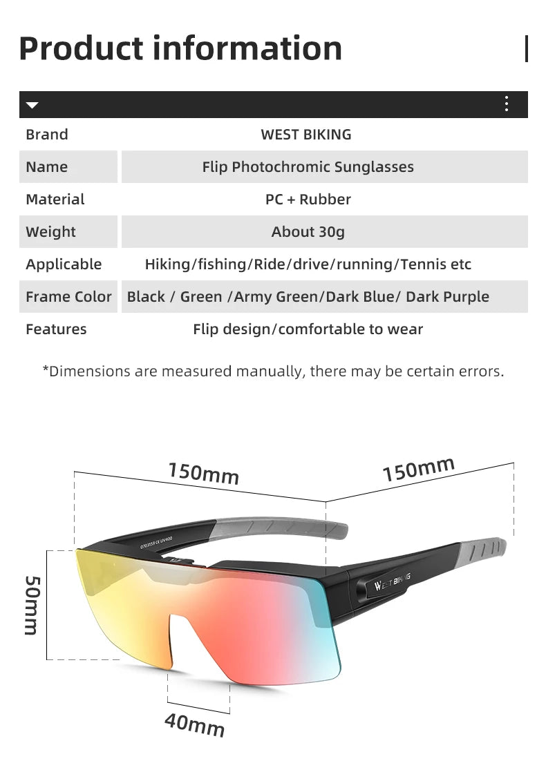 Photochromic Glasses Flip Design Polarized Sunglasses