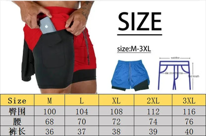 Men Running Shorts 2 in 1 Double-deck Sport Shorts Sportswear