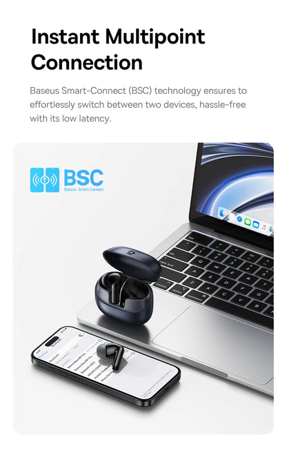 Baseus Bass BP1 Pro -50dB Noise Cancelling Wireless Earbuds