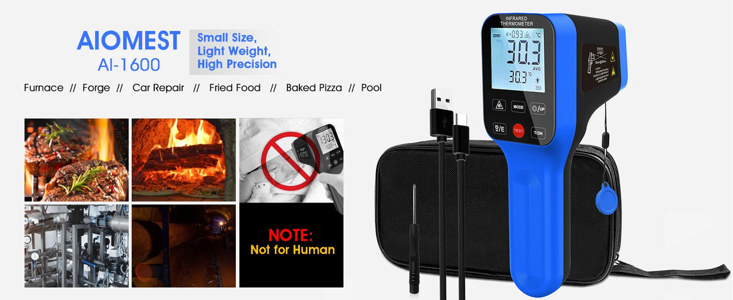 Infrared Thermometer Gun Rechargeable High Temp Laser