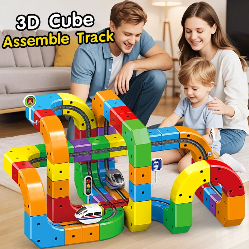 DIY Assembly Magic Track Train Building Block Multiple Shapes