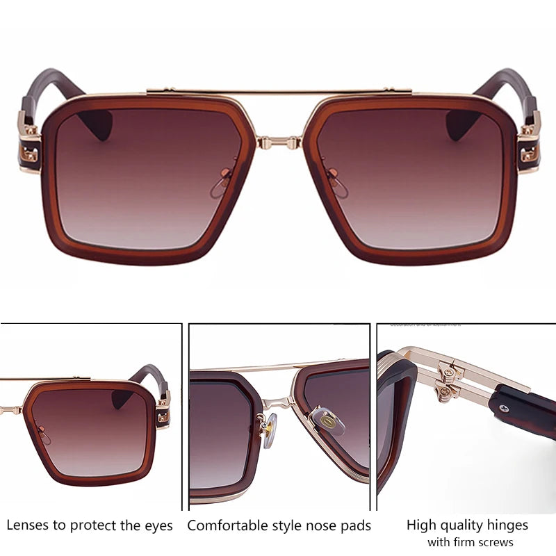Oversized Steampunk Square Sunglasses Men Big Luxury Brand