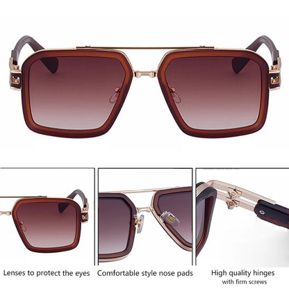 Oversized Steampunk Square Sunglasses Men Big Luxury Brand