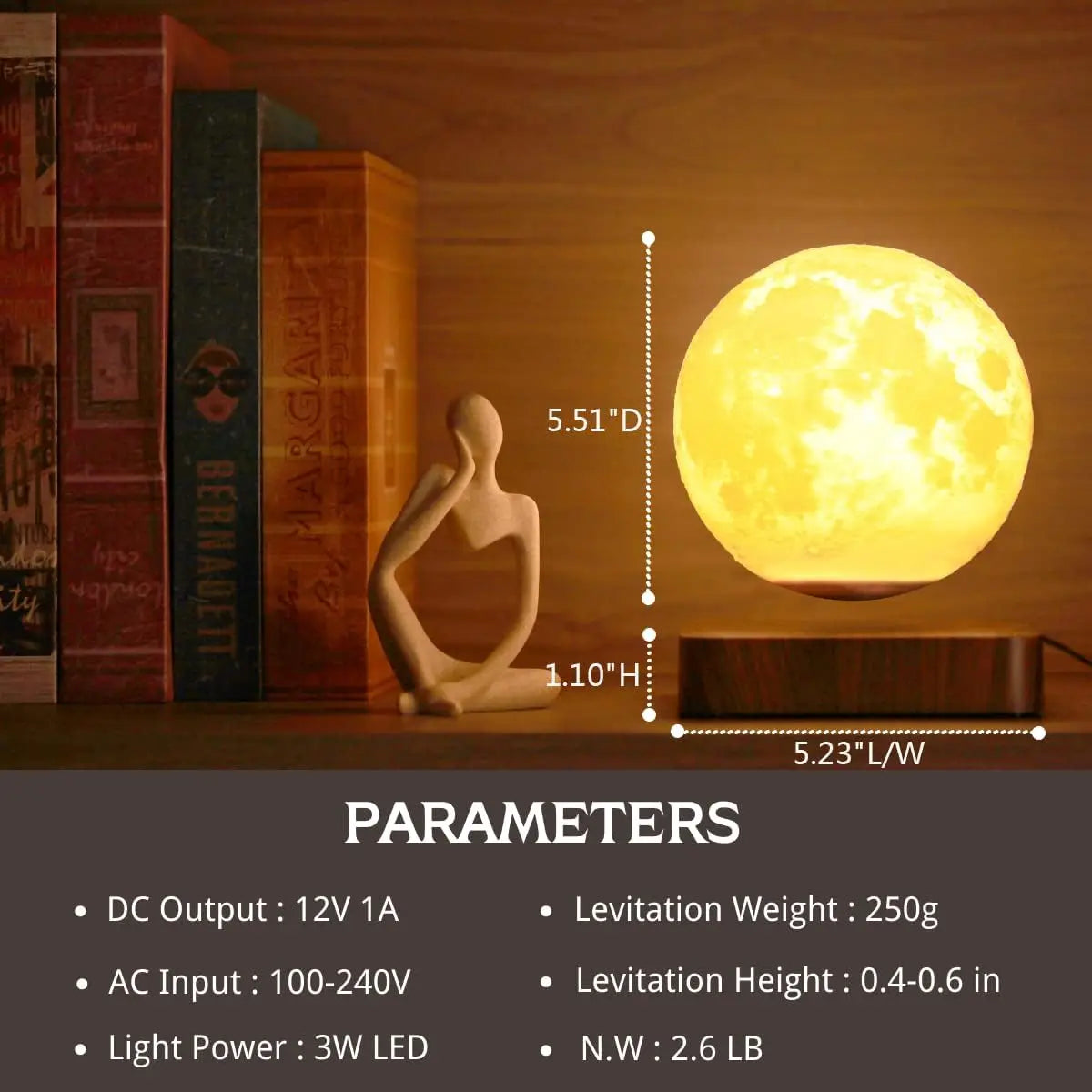 Levitating Moon Lamp, Magnetic Floating Moon Lamp