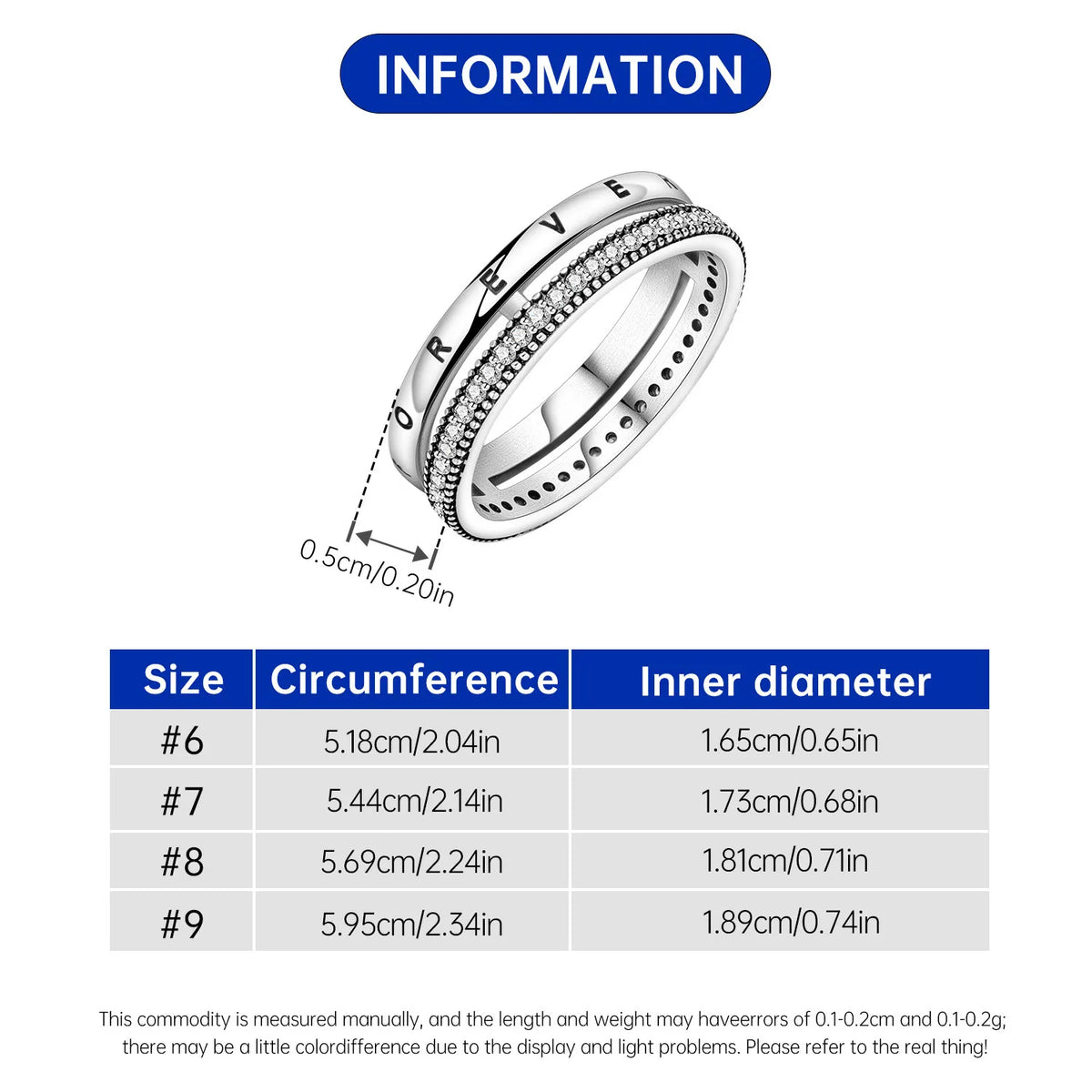925 Sterling Silver Three-Ring Stackable Ring for Women