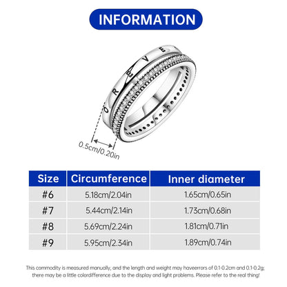 925 Sterling Silver Three-Ring Stackable Ring for Women
