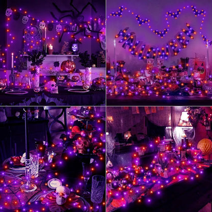 Halloween Lights LED Purple Orange String Light Fairy