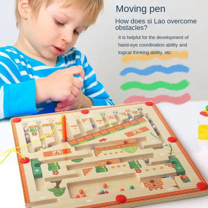 Children Magnetic Color and Number Maze Wooden Puzzle