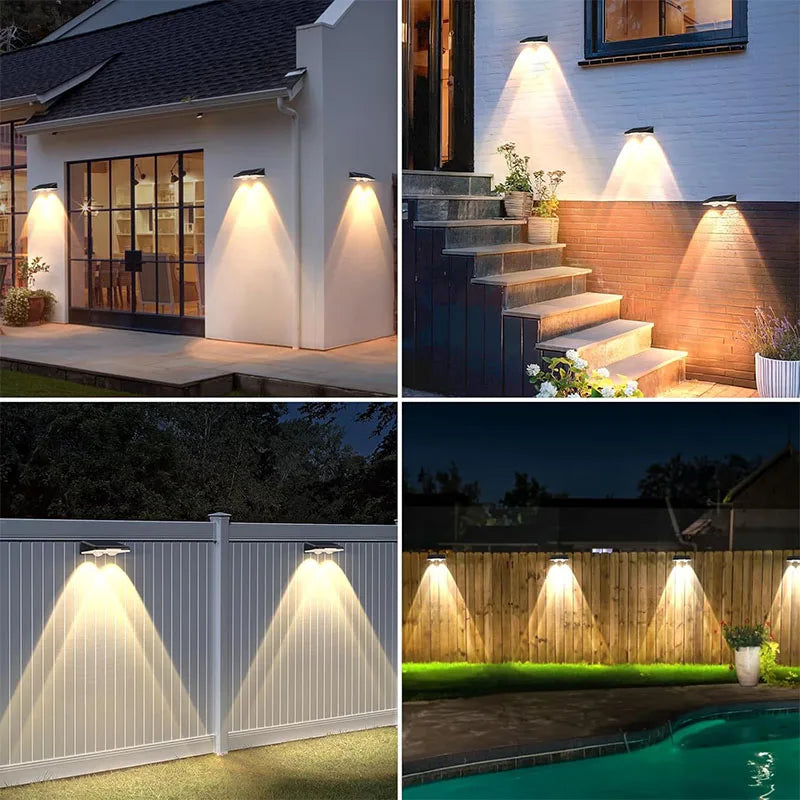 Solar Powered LED Fence Lights Outdoor Waterproof Wall Lamp