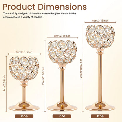 Elegant Gold Silver Metal Glass Candle Holder Tealight