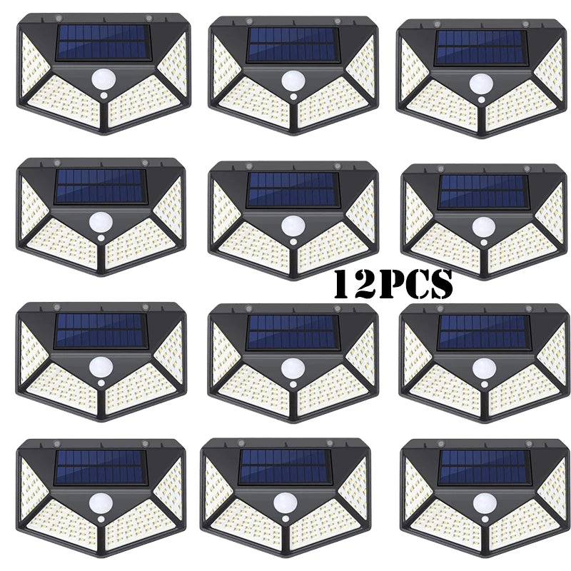 Solar Lights Outdoor 100 LED Wall Lamp Motion Sensor Lights