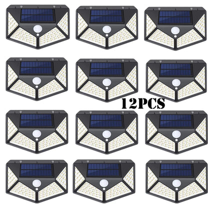 Solar Lights Outdoor 100 LED Wall Lamp Motion Sensor Lights