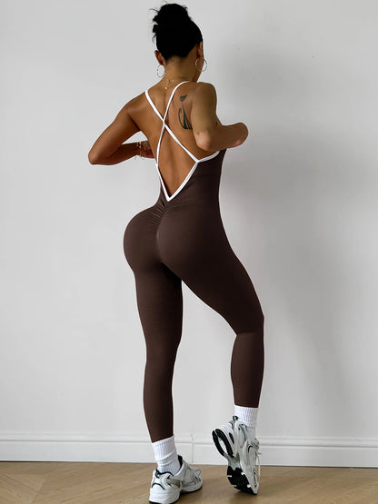 Girls Pink Sports Jumpsuit Running One Piece Bodysuit