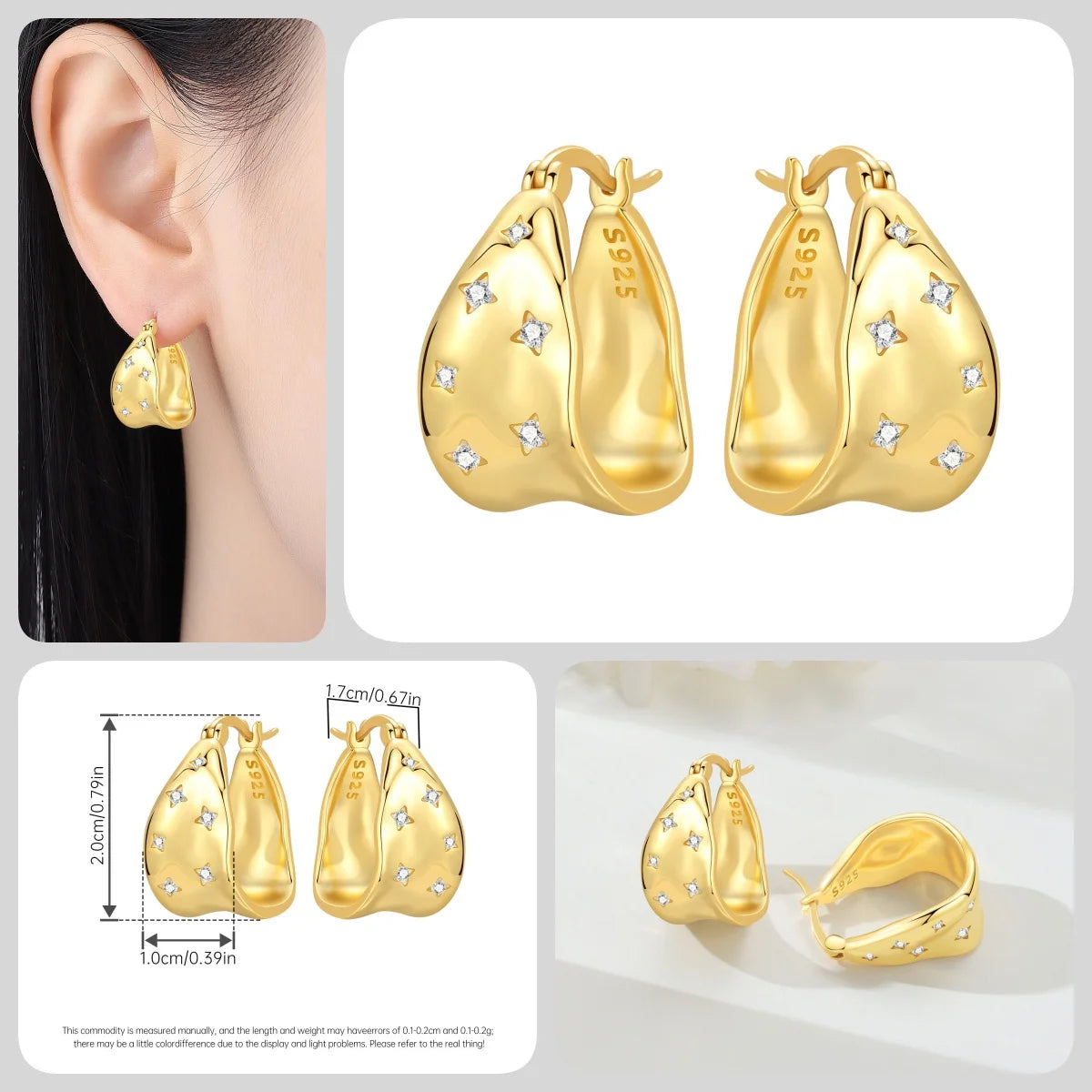 New 925 Sterling Silver 18K Gold Plated Cherry Blossom Butterfly