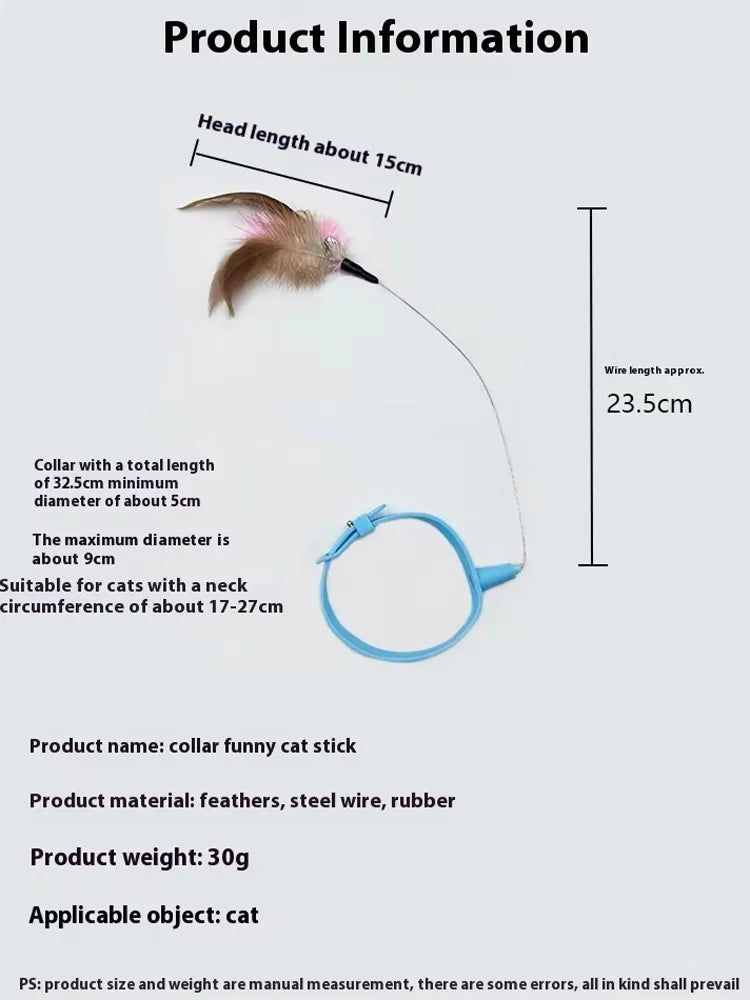 360 Degree Rotating Cat Teaser Wand with Feather Bell Wire