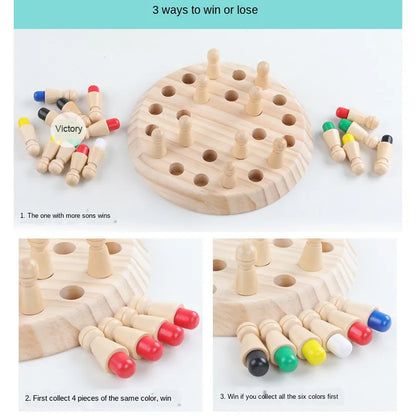 Wooden Memory Match Stick Chess Color Game Board Puzzles