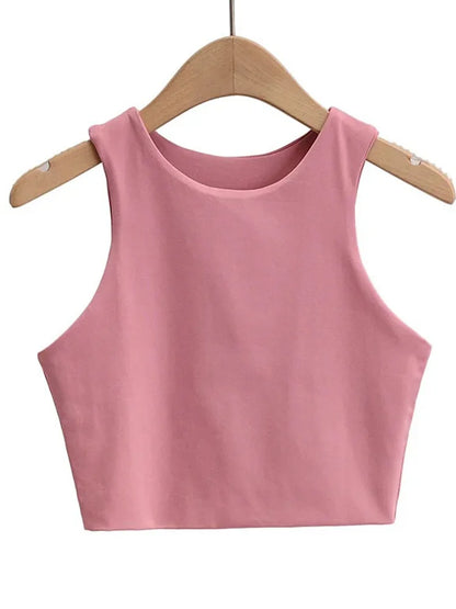 Summer Fashion Women Sexy Slim Tops O-neck Sleeveless