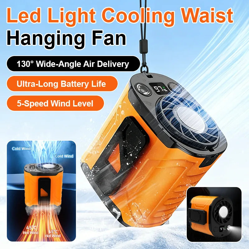 USB Rechargeable Waist-mounted Fan with Strong Light Turbine