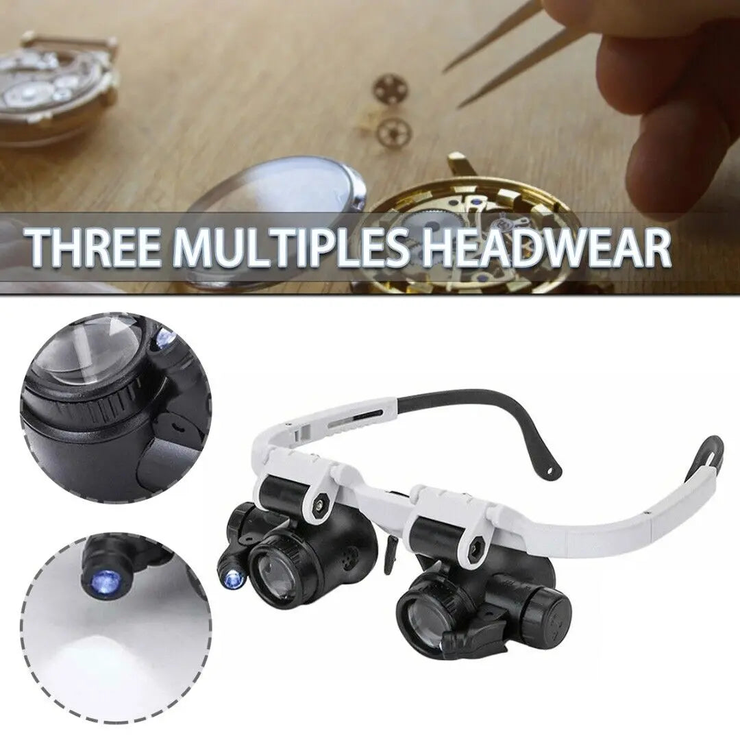 2XLED Watch Jeweler Repair Magnifier Head-Mounted