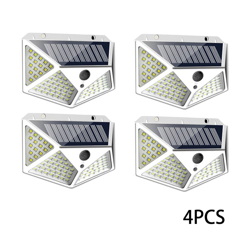 Solar Lights Outdoor 100 LED Wall Lamp Motion Sensor Lights