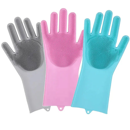 Magic Silicone Gloves Cleaning Dishwashing Scrubber Dish