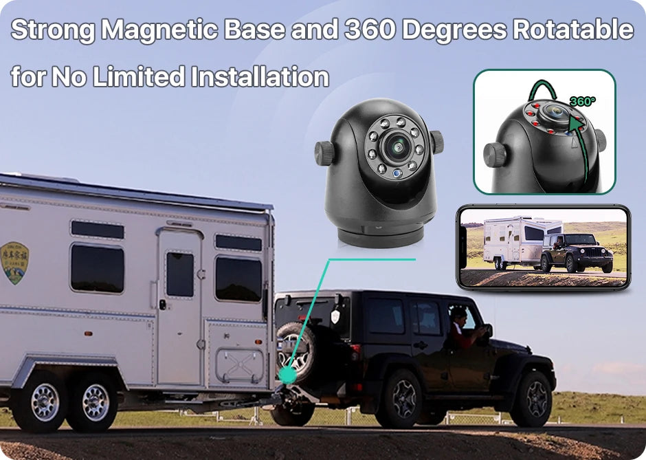 5G WiFi Magnetic Hitch Wireless Rear View Camera Night Vision